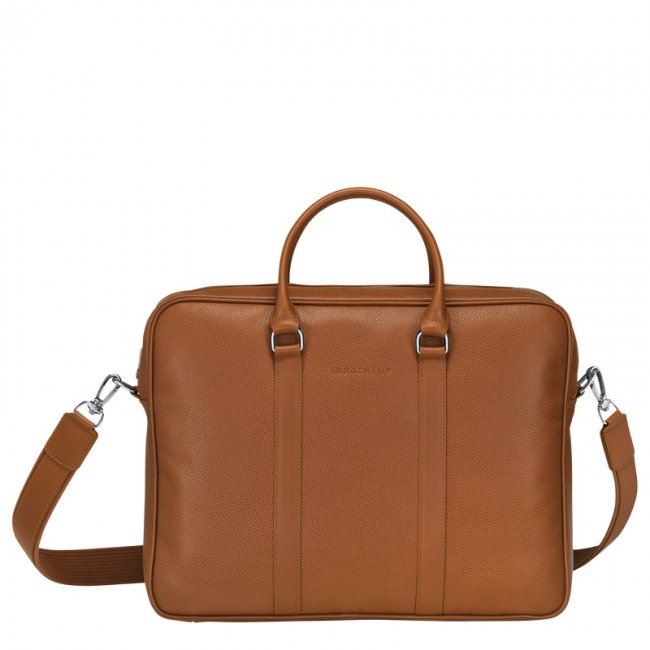 Longchamp Men's Le Foulonné M Briefcase Caramel - Leather | Caramel