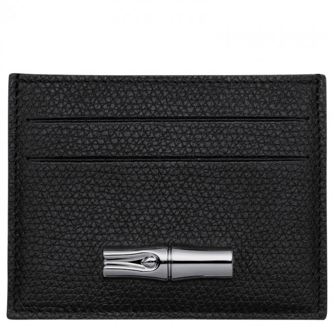 Longchamp Women's Le Roseau Card holder Black - Leather | Black