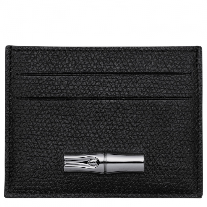 Longchamp Women's Le Roseau Card holder Black - Leather | Black