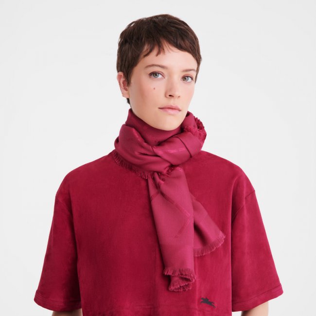 Longchamp Men's Le Roseau Shawl Beetroot - Silk Blend | Beetroot
