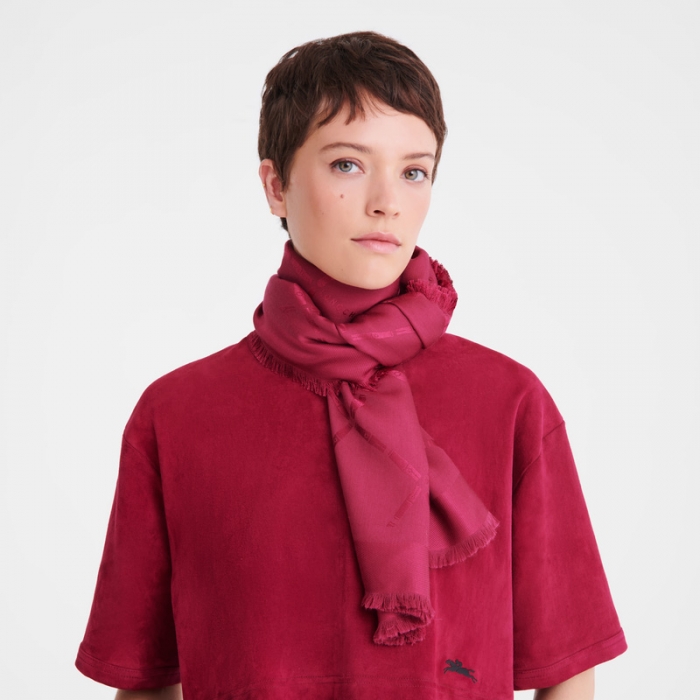 Longchamp Men's Le Roseau Shawl Beetroot - Silk Blend | Beetroot