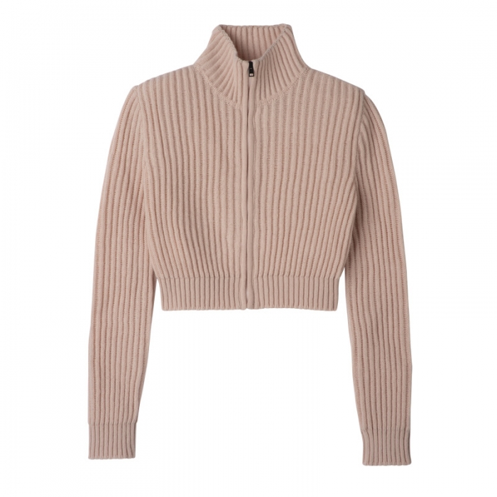 Longchamp Women's Zip collar short cardigan Nude - Knit | Nude