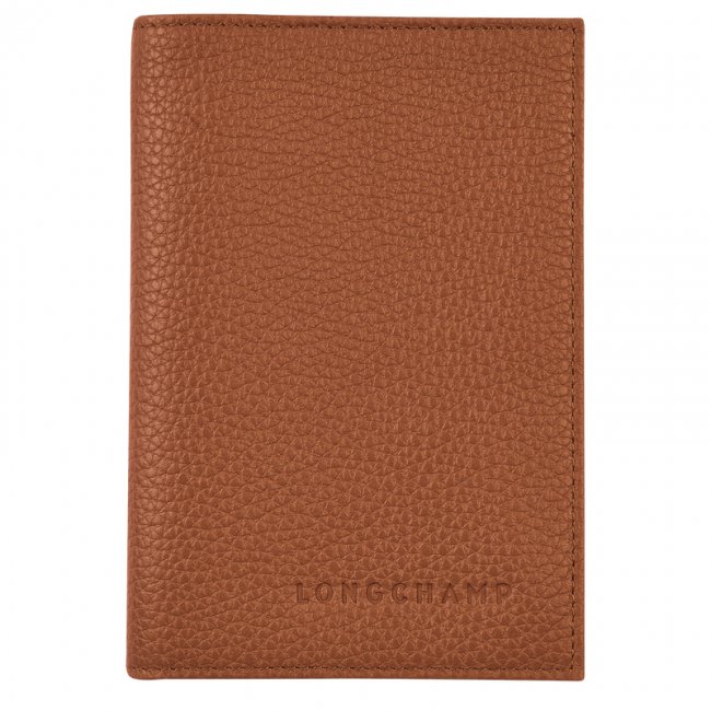 Longchamp Women's Le Foulonné Passport cover Caramel - Leather | Caramel