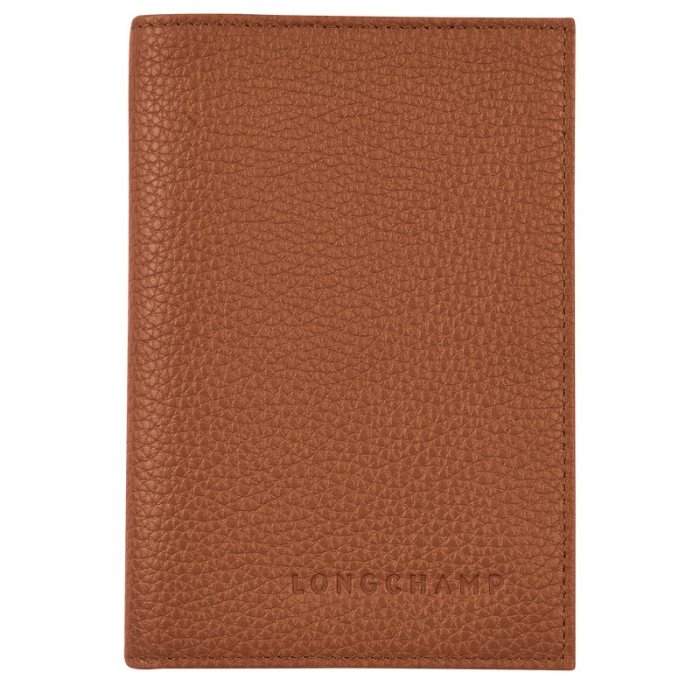 Longchamp Women's Le Foulonné Passport cover Caramel - Leather | Caramel