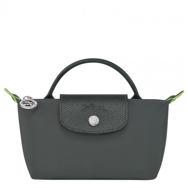 Longchamp Women's Le Pliage Green Pouch with handle Graphite - Recycled canvas | Graphite