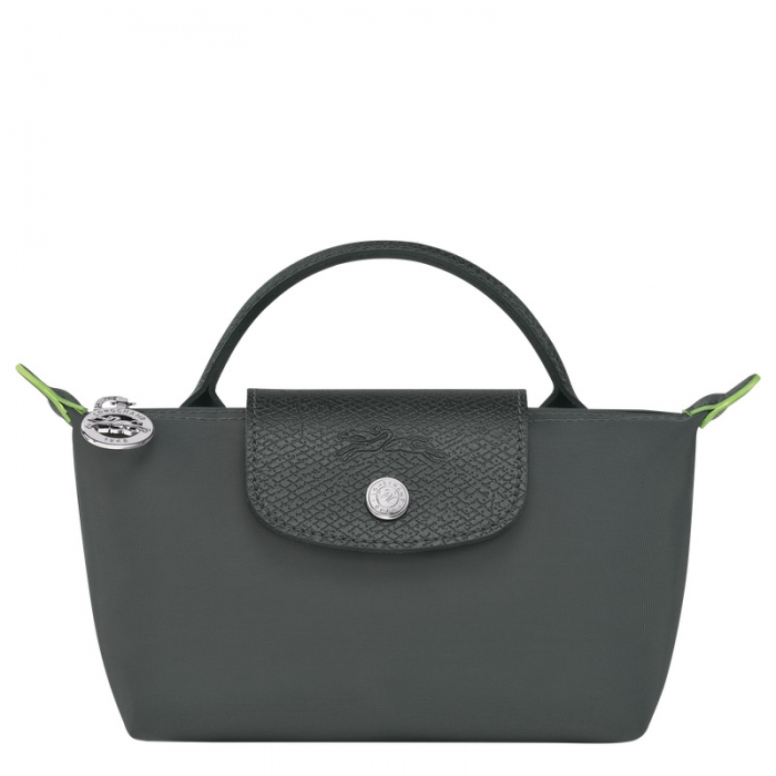 Longchamp Women's Le Pliage Green Pouch with handle Graphite - Recycled canvas | Graphite