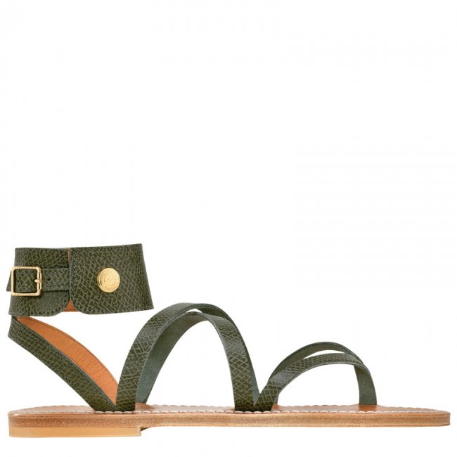 Longchamp Women's x K.Jacques Sandals Forest - Leather | Forest