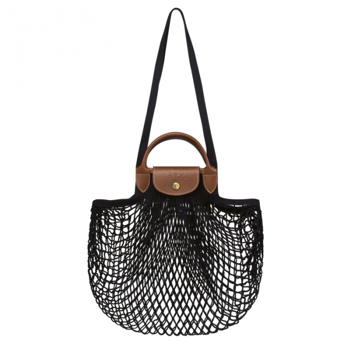 Longchamp Women's Le Pliage Filet L Mesh bag Black - Canvas | Black
