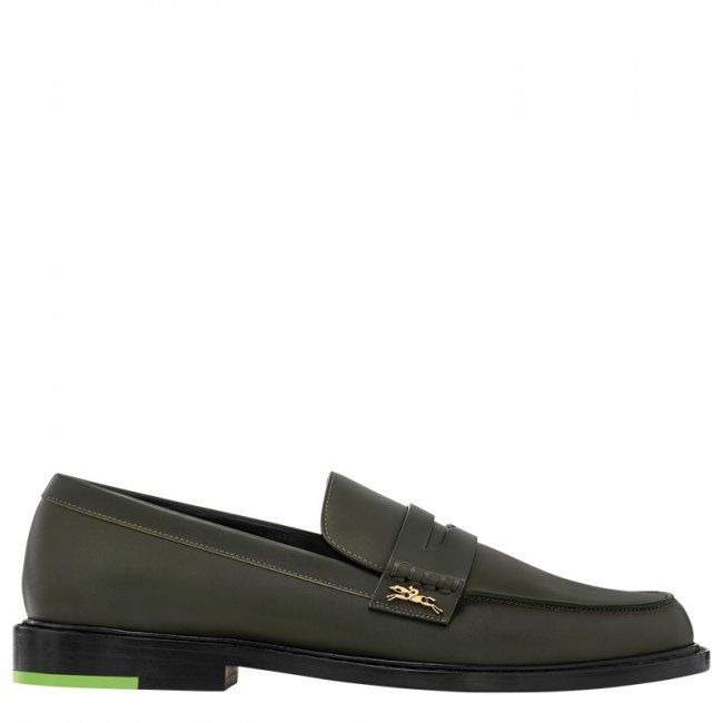 Longchamp Women's Au Sultan Loafer Khaki - Leather | Khaki