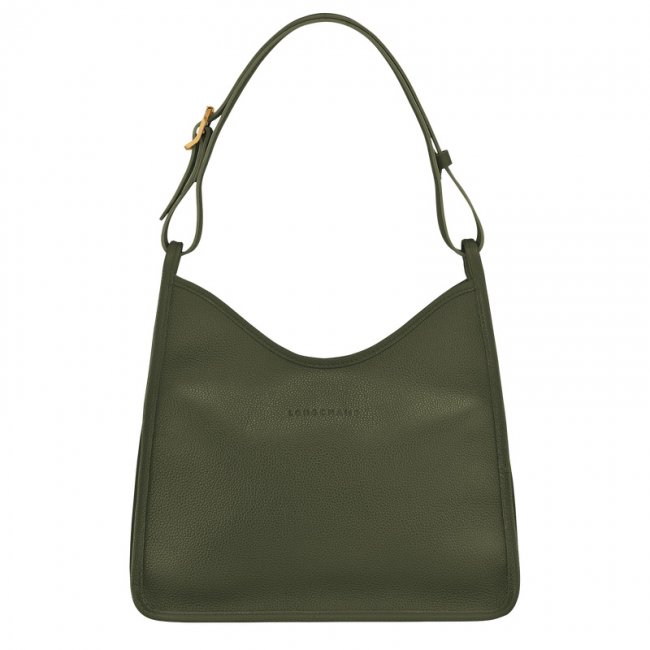 Longchamp Women's Le Foulonné M Hobo bag Khaki - Leather | Khaki