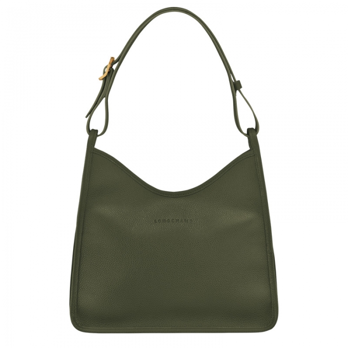 Longchamp Women's Le Foulonné M Hobo bag Khaki - Leather | Khaki