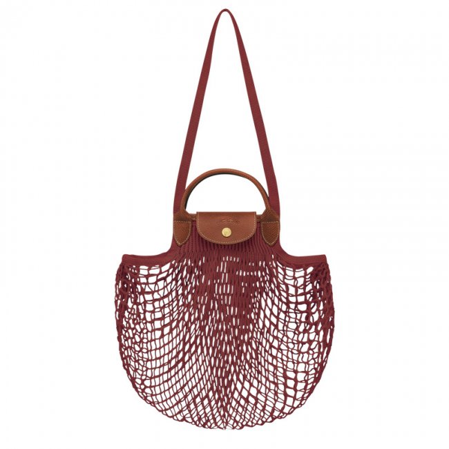 Longchamp Women's Le Pliage Filet L Mesh bag Mahogany - Canvas | Mahogany