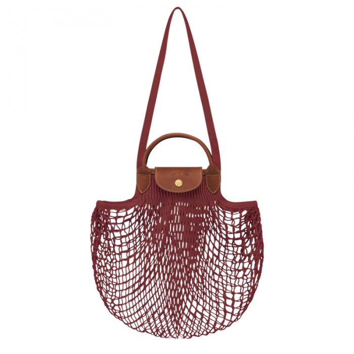Longchamp Women's Le Pliage Filet L Mesh bag Mahogany - Canvas | Mahogany