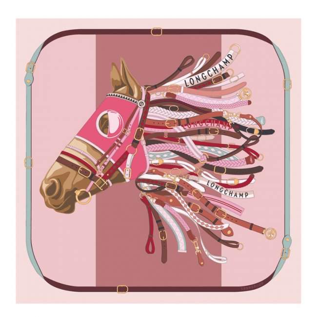 Longchamp Women's Tête de cheval Silk scarf 90 Pink - Silk | Pink