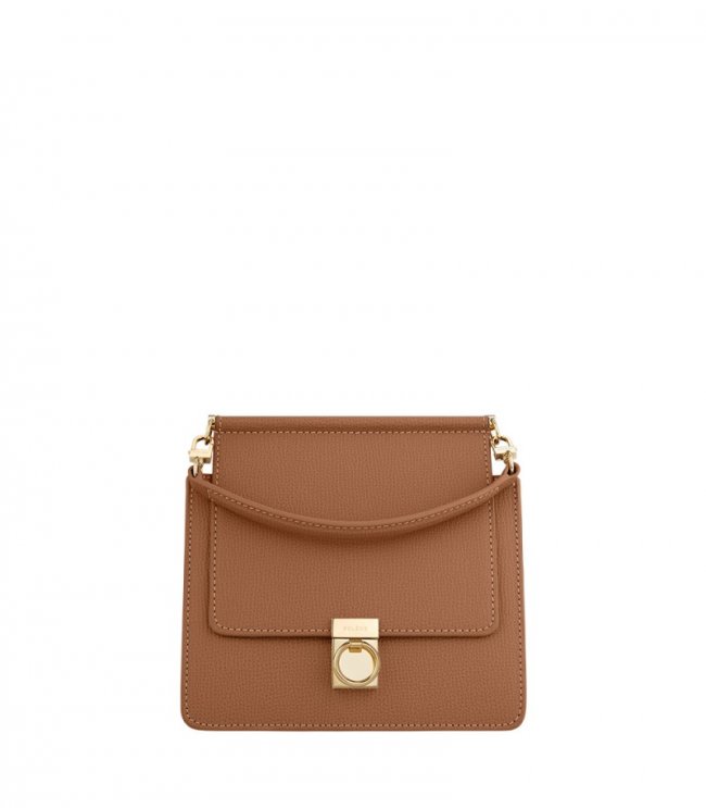 Women's Polene Numero Sept Mini - Camel Textured leather