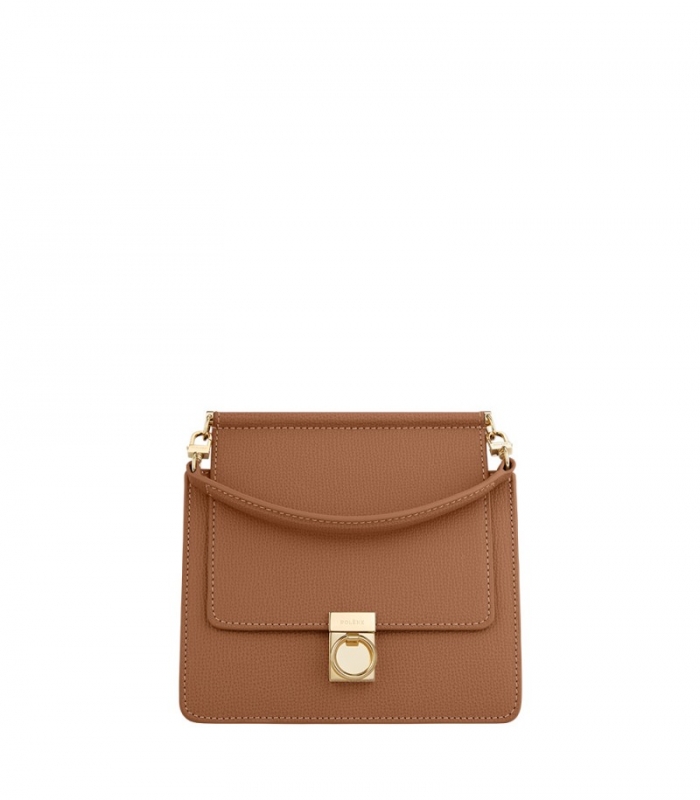 Women's Polene Numero Sept Mini - Camel Textured leather