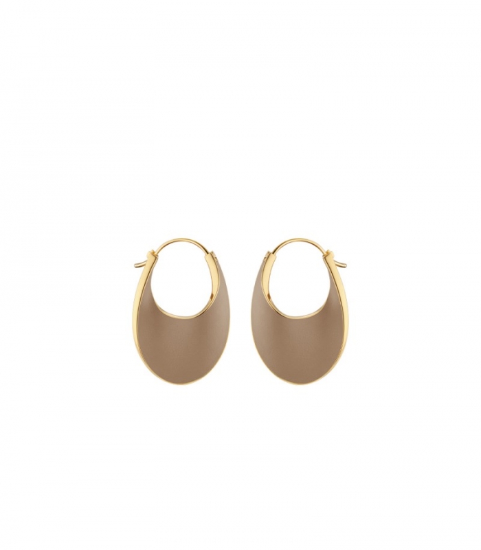 Women's Polene eole Slim Hoop - Taupe Leather