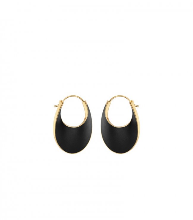 Women's Polene eole Slim Hoop - Black Leather