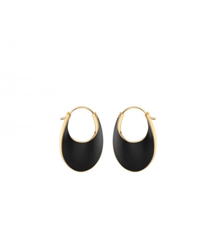 Women's Polene eole Slim Hoop - Black Leather