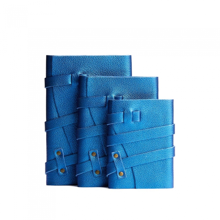 Portland Leather Wrap Journal - Comet Blue