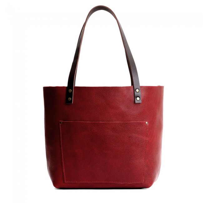 Portland Leather Tote Bag - Chili Red