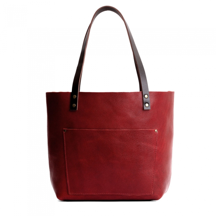 Portland Leather Tote Bag - Chili Red