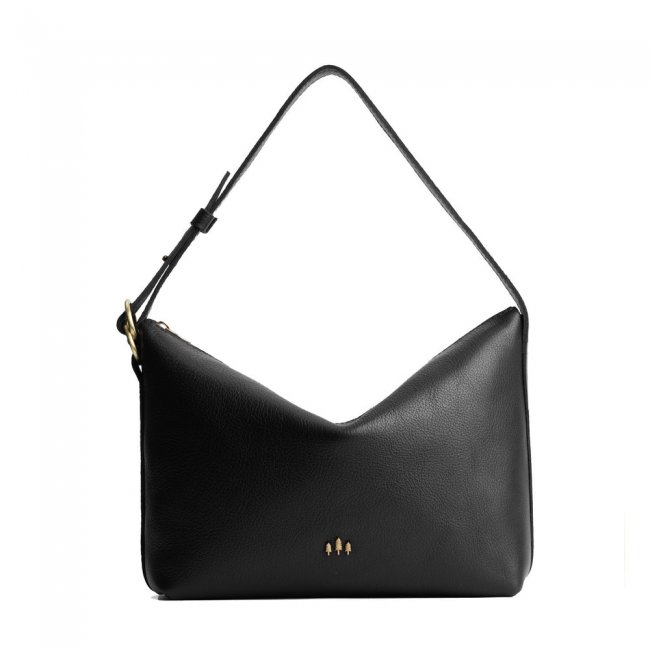 Portland Slouchy Shoulder Bag - Pebbled black