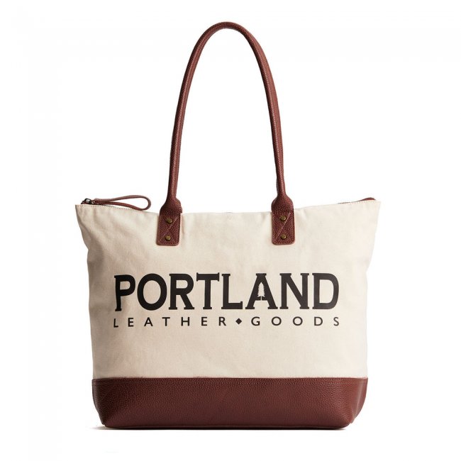 Portland Signature Canvas Tote Bag - Bone