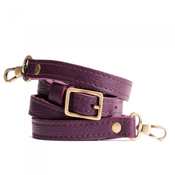 Portland Small Leather Crossbody Strap - Plum