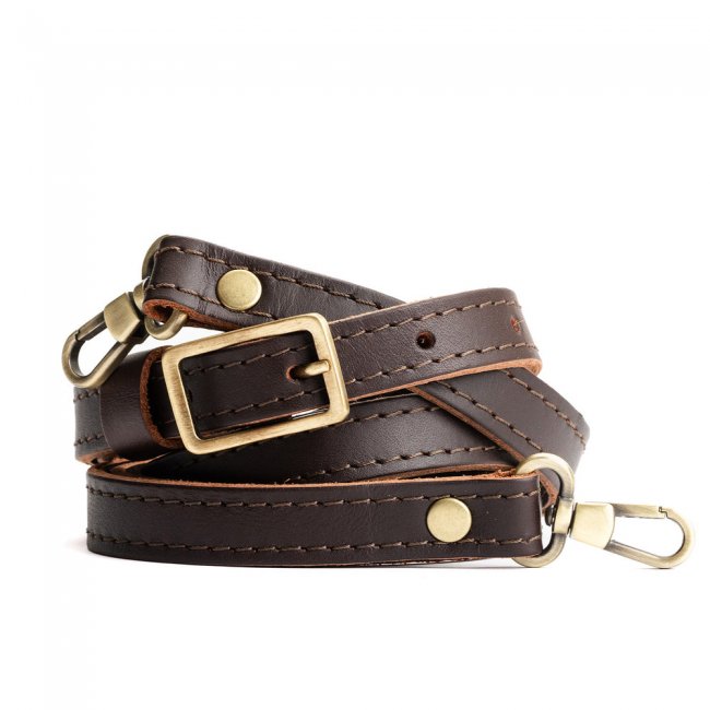 Portland Small Leather Crossbody Strap - Grizzly