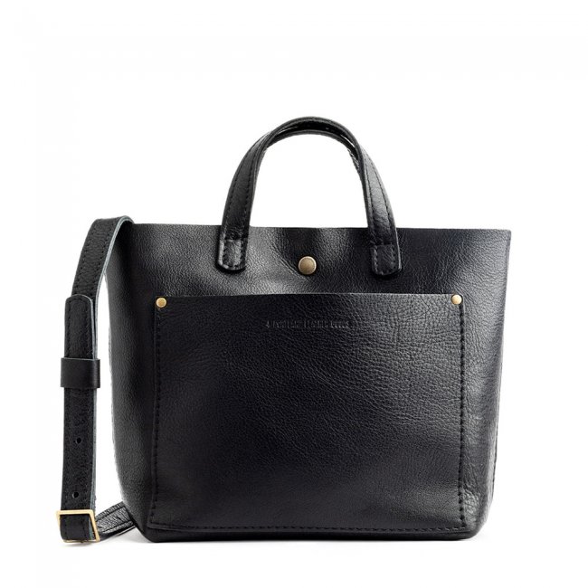 Portland Mini Crossbody Tote - Pebbled black