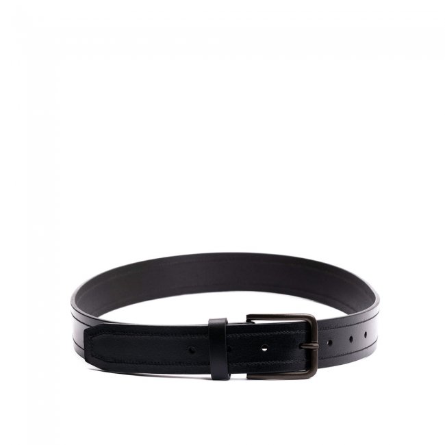 Portland Top Stitch Leather Belt - Jet Black Portland Top Stitch Leather Belt - Jet Black