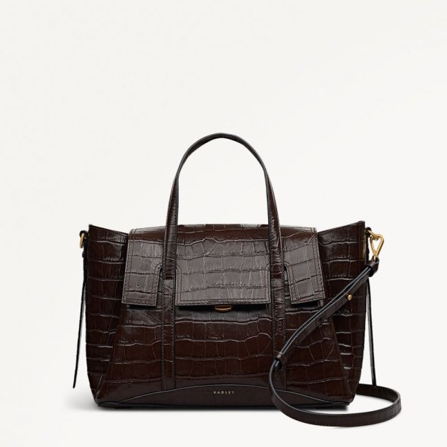 Radley London Quick Ship Women's The Chancery - Medium Flapover Grab - Dark Oak  Radley London Quick Ship Women's The Chancery - Medium Flapover Grab - Dark Oak