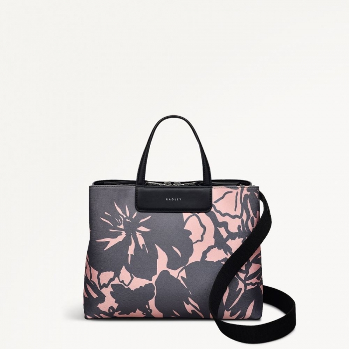 Radley London Quick Ship Women's Southwell Gardens - Floral - Medium Ziptop Grab - Black