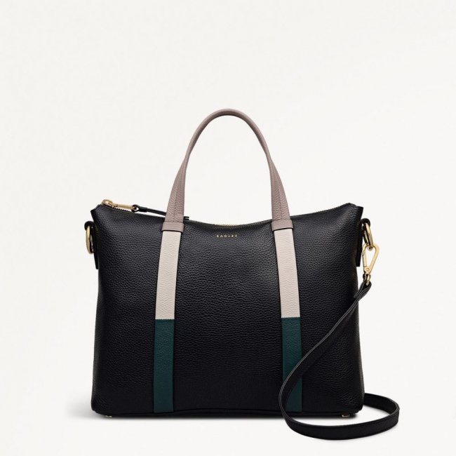 Radley London Quick Ship Women's Waterloo Way - Medium Ziptop Grab - Black  Radley London Quick Ship Women's Waterloo Way - Medium Ziptop Grab - Black