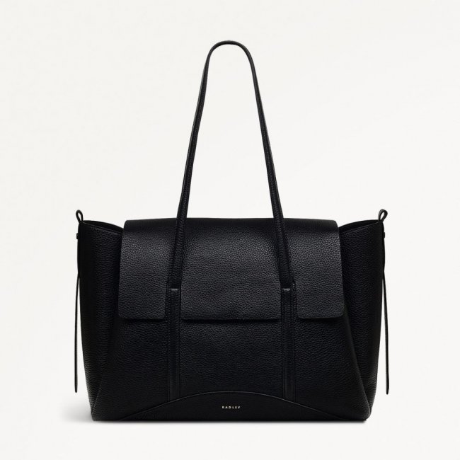 Radley London Quick Ship Women's The Chancery - Large Flapover Shoulder - Black  Radley London Quick Ship Women's The Chancery - Large Flapover Shoulder - Black