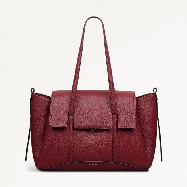 Radley London Quick Ship Women's The Chancery - Medium Flapover Shoulder - Carmine  Radley London Quick Ship Women's The Chancery - Medium Flapover Shoulder - Carmine