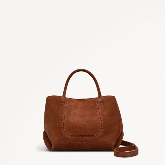 Radley London Quick Ship Women's The Compton - Suede - Small Ziptop Grab - Russet  Radley London Quick Ship Women's The Compton - Suede - Small Ziptop Grab - Russet
