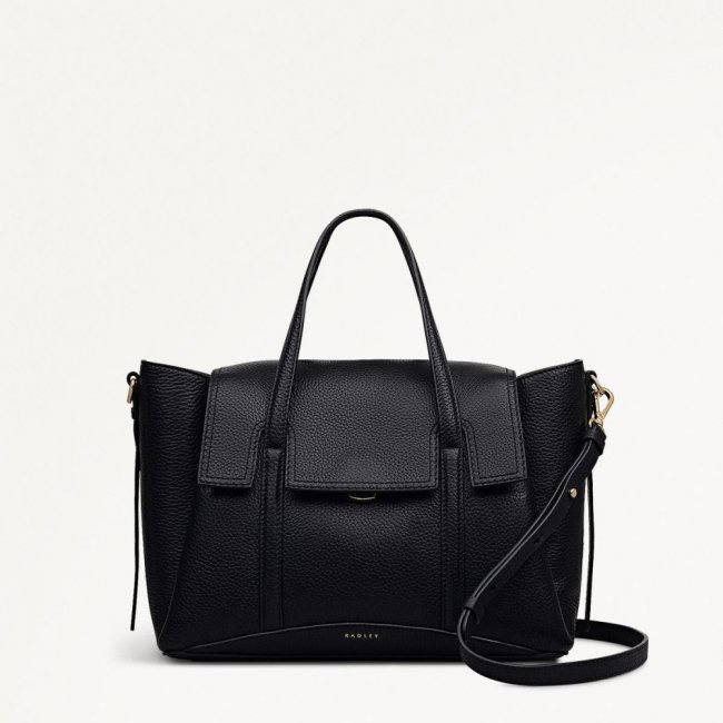 Radley London Quick Ship Women's The Chancery - Medium Flapover Grab - Black  Radley London Quick Ship Women's The Chancery - Medium Flapover Grab - Black