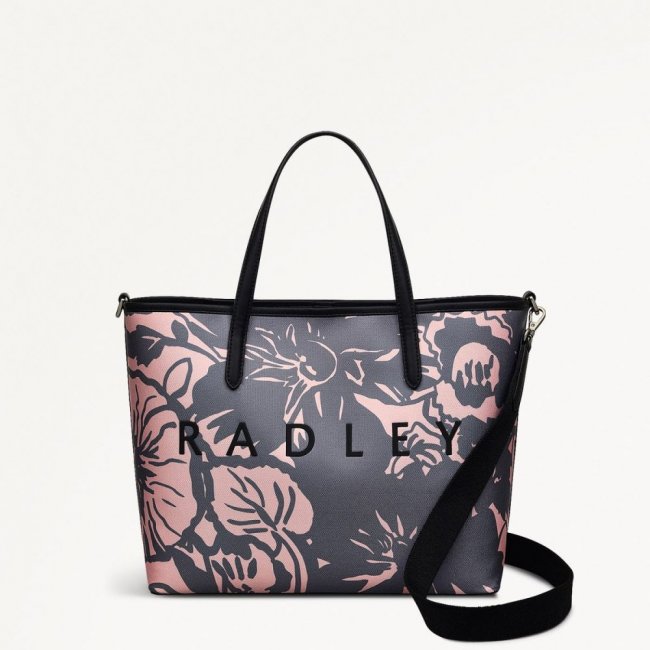 Radley London Quick Ship Women's Southwell Gardens - Floral - Medium Open Top Grab - Black  Radley London Quick Ship Women's Southwell Gardens - Floral - Medium Open Top Grab - Black