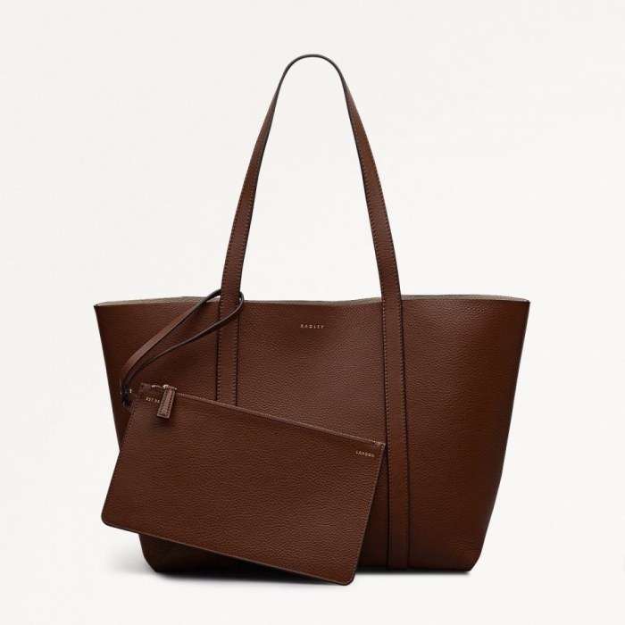 Radley London Quick Ship Women's Hanbury Row - Large Open Top Tote - Chocolate