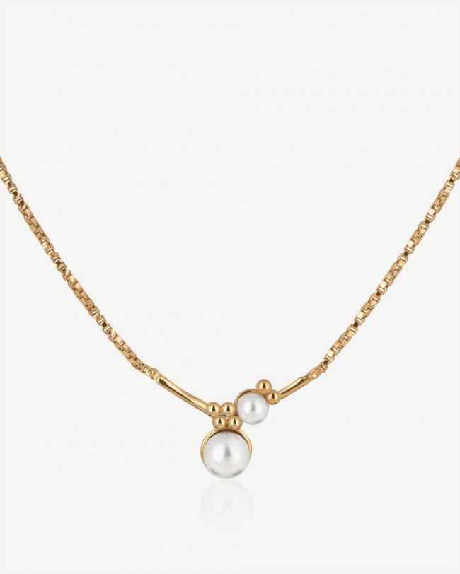 Strathberry Canada Outlet Women's Pearl Cluster Necklace - 22 Carat Gold Gilded - Gold Strathberry Canada Outlet Women's Pearl Cluster Necklace - 22 Carat Gold Gilded - Gold
