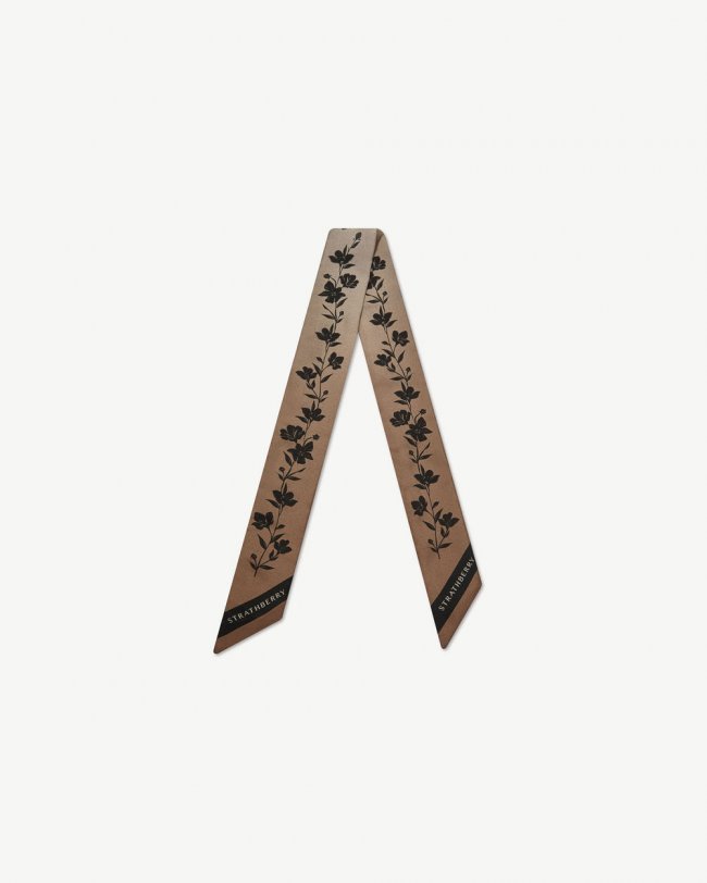 Strathberry Canada Outlet Women's Silk Skinny Scarf - Brown / Neutrals Strathberry Canada Outlet Women's Silk Skinny Scarf - Brown / Neutrals