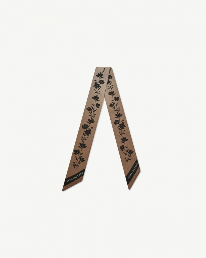 Strathberry Canada Outlet Women's Silk Skinny Scarf - Brown / Neutrals