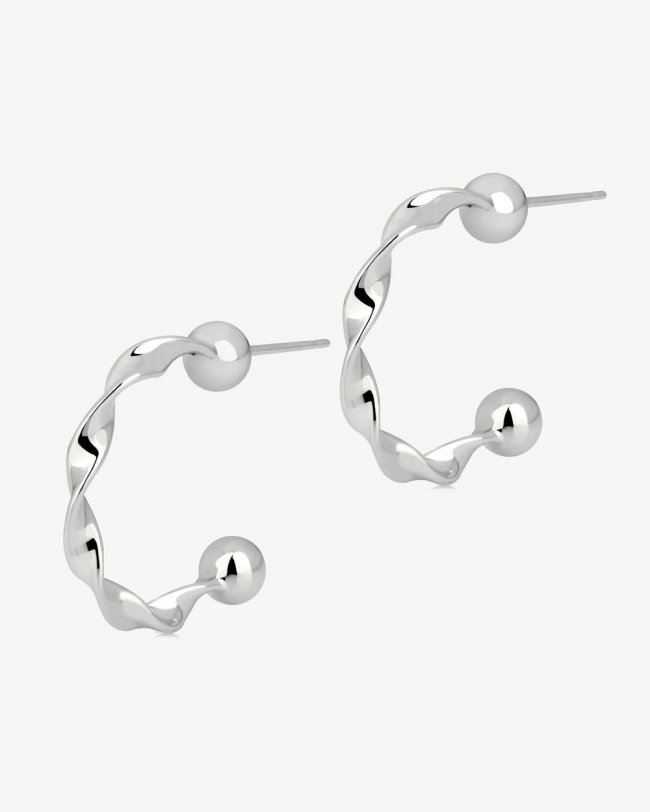 Strathberry Canada Outlet Women's Crescent Twisted Hoop - Sterling Silver - Silver Strathberry Canada Outlet Women's Crescent Twisted Hoop - Sterling Silver - Silver