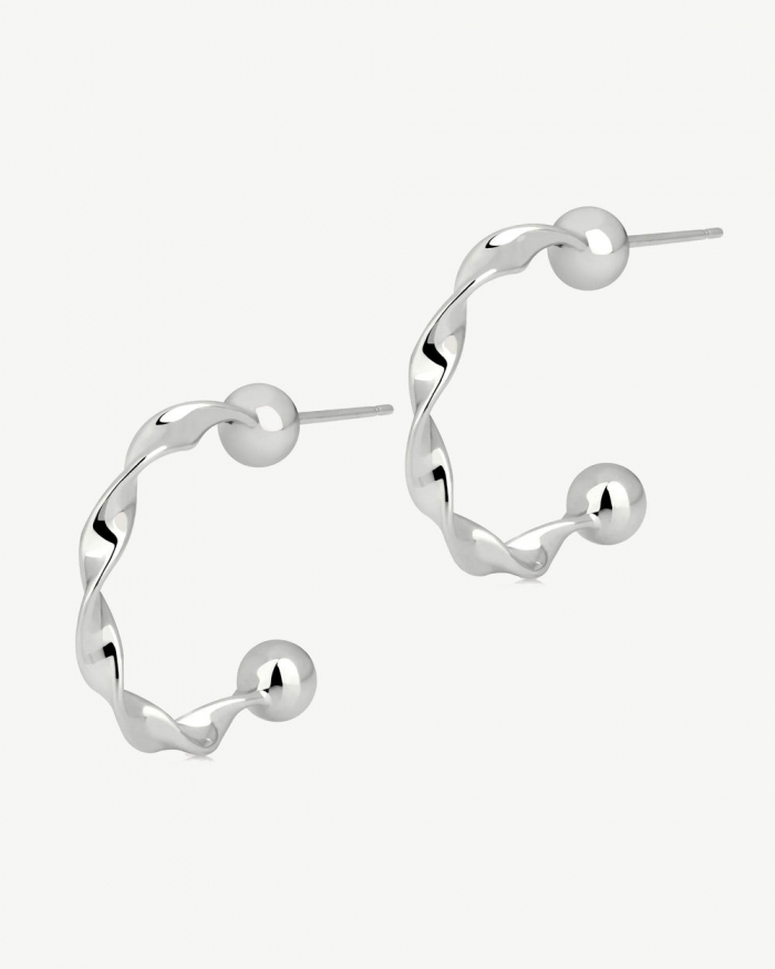 Strathberry Canada Outlet Women's Crescent Twisted Hoop - Sterling Silver - Silver