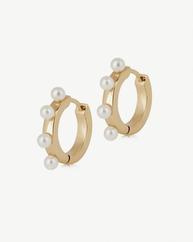 Strathberry Canada Outlet Women's Pearl Huggies - 22 Carat Gold Gilded - Gold Strathberry Canada Outlet Women's Pearl Huggies - 22 Carat Gold Gilded - Gold