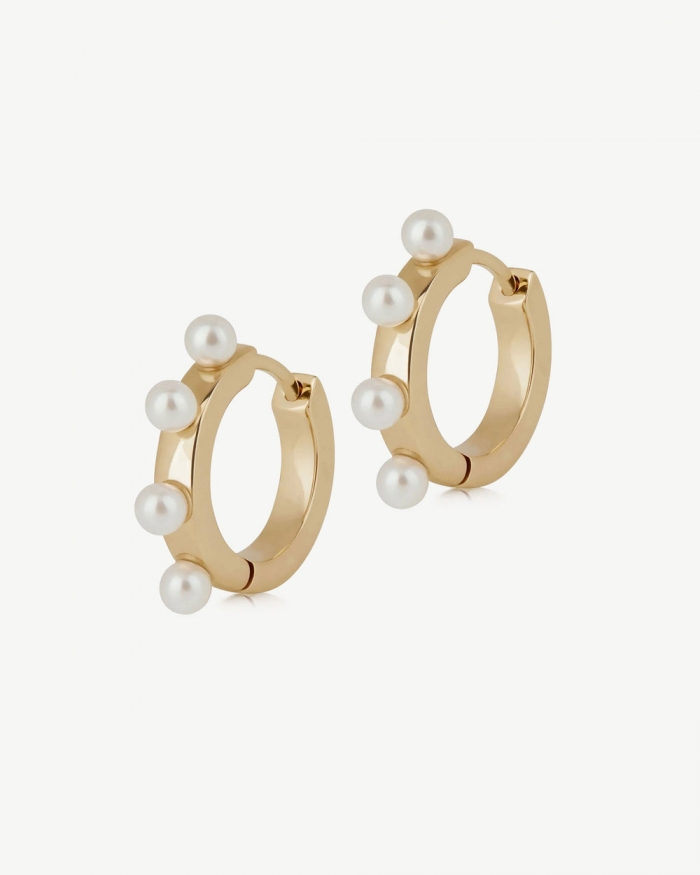 Strathberry Canada Outlet Women's Pearl Huggies - 22 Carat Gold Gilded - Gold