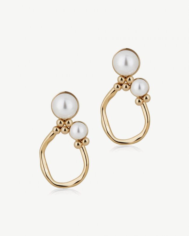 Strathberry Canada Outlet Women's Pearl Cluster Earrings - 22 Carat Gold Gilded - Gold Strathberry Canada Outlet Women's Pearl Cluster Earrings - 22 Carat Gold Gilded - Gold