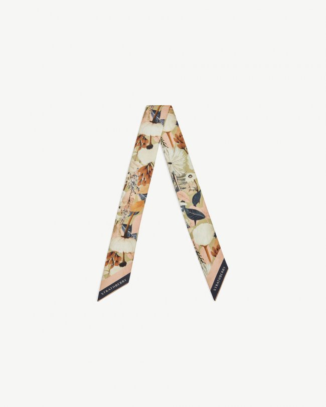 Strathberry Canada Outlet Women's Silk Skinny Scarf - Brown / Neutrals / Green Strathberry Canada Outlet Women's Silk Skinny Scarf - Brown / Neutrals / Green